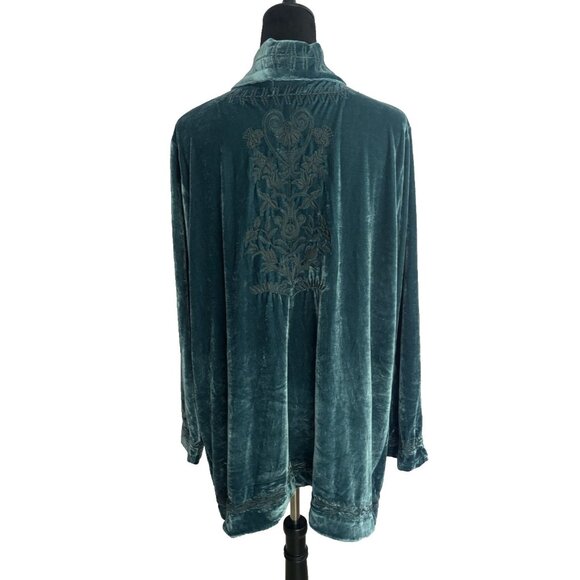 Womens Cardigan Slipover Jacket Velvet 3XL Time For Me embroidered Details - Picture 3 of 14